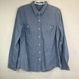 J.McLaughlin Blue Cotton Chambray Long Sleeve Shirt Size XL, classic, quality